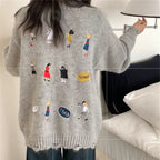 Women's Chunky Knit Cardigan with Pockets and Button Details