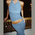 Women's Elegant Wrap Top and Skirt Set