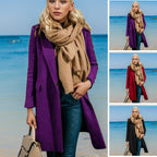 Women's Elegant Trench Coat with Double-Breasted Placket
