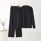 Elegant Long-Sleeve Top and Palazzo Pants Set