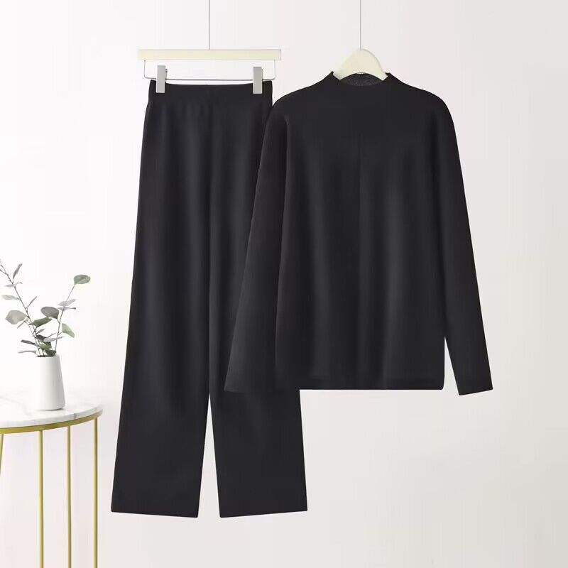 Elegant Long-Sleeve Top and Palazzo Pants Set