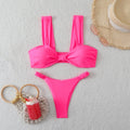 Women's Bandeau Bikini with Wide Straps and Decorative Bow
