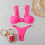 Women's Bandeau Bikini with Wide Straps and Decorative Bow