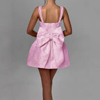 Women's A-Line Dress with Floral Jacquard Pattern and Thin Straps