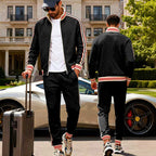 Men's Sporty Tracksuit with Striped Ribbed Cuffs