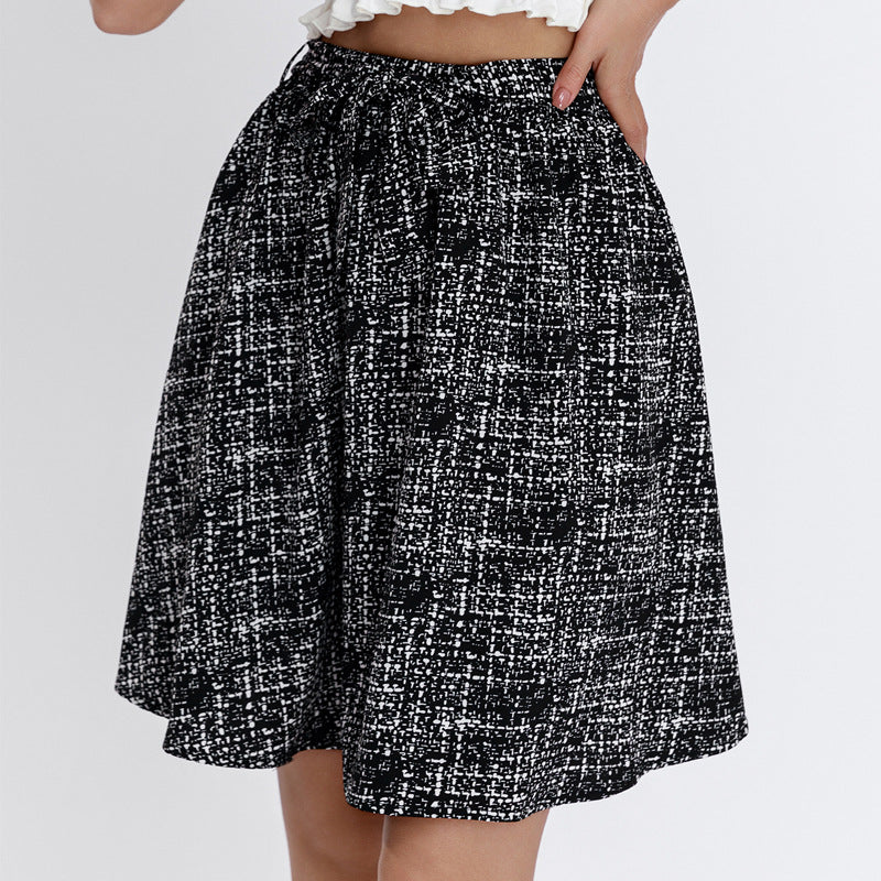 Women's Plaid Midi Skirt with Wide Cut