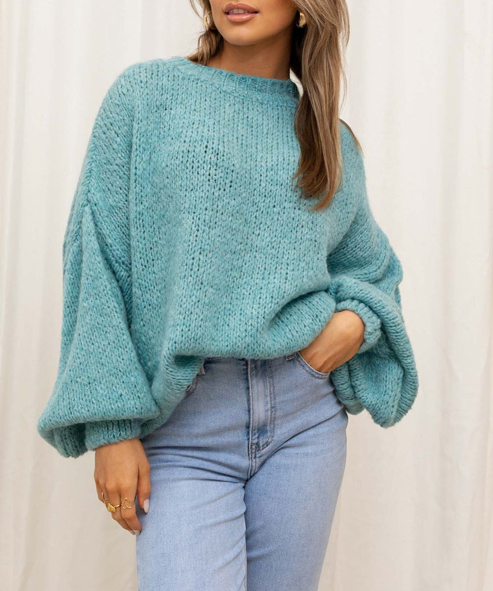 Women's Cozy Oversized Sweater with Voluminous Sleeves