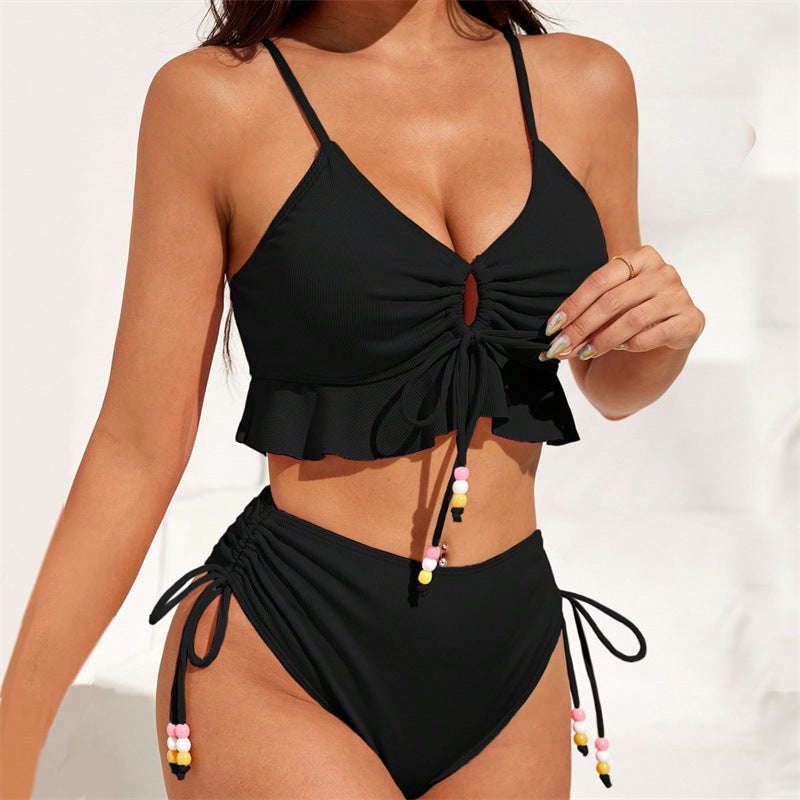 Women's Swimsuit with Ruffle Details and Adjustable Straps