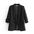 Elegant Women's Blazer with Rolled Sleeves and Pockets