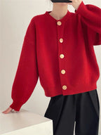 Women's Cozy Knit Cardigan with Button Detail