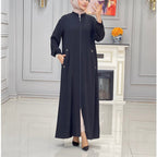 Women's Long Coat with Zipper and Practical Pockets