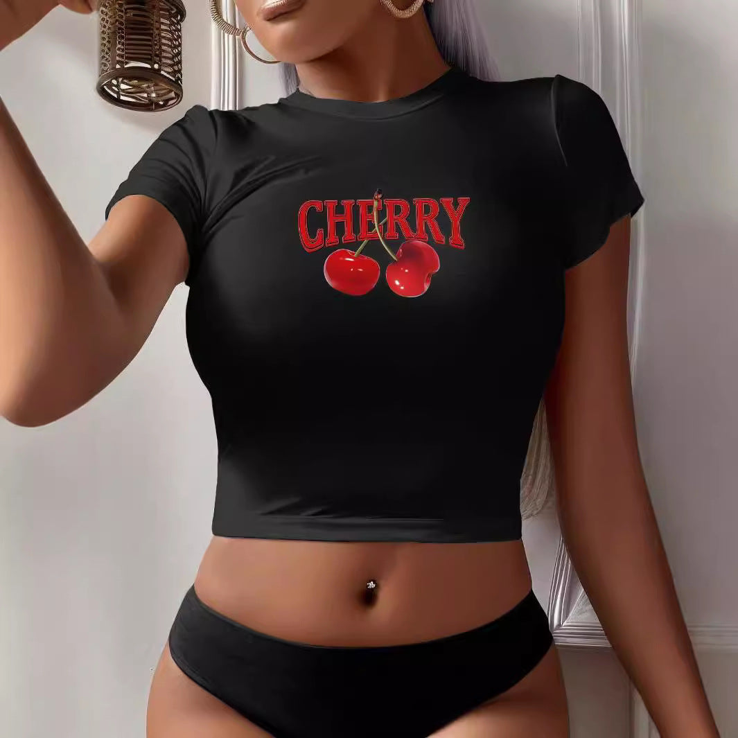 Women's Crop T-Shirt with Cocktail Design