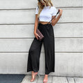 Women's Elegant High-Waisted Palazzo Pants with Side Pockets