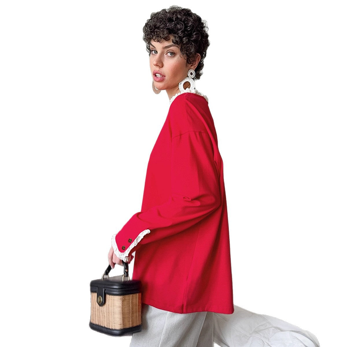 Women's Elegant Oversized Sweater with Ruffled Sleeves