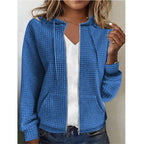 Women's Waffle Knit Jacket with Pockets