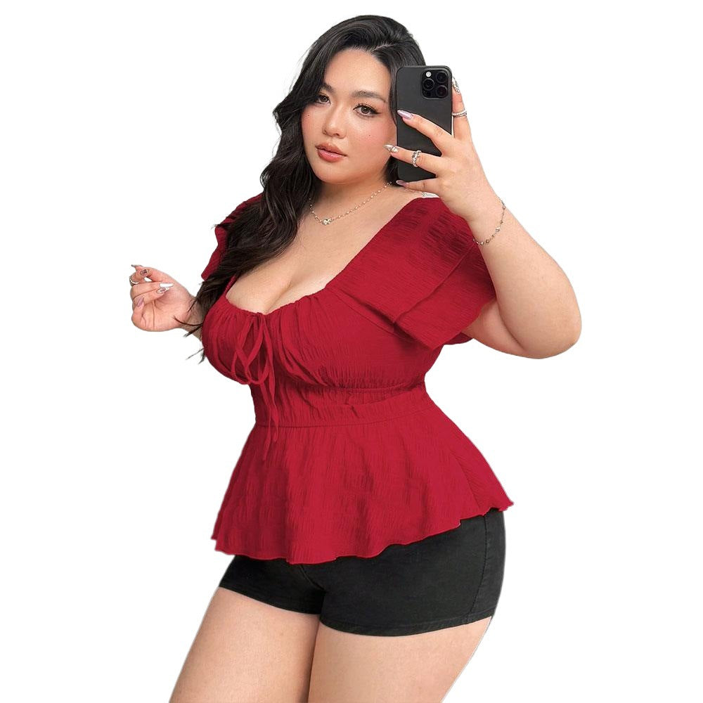 Women's Blouse Top with Playful Ruffle Details