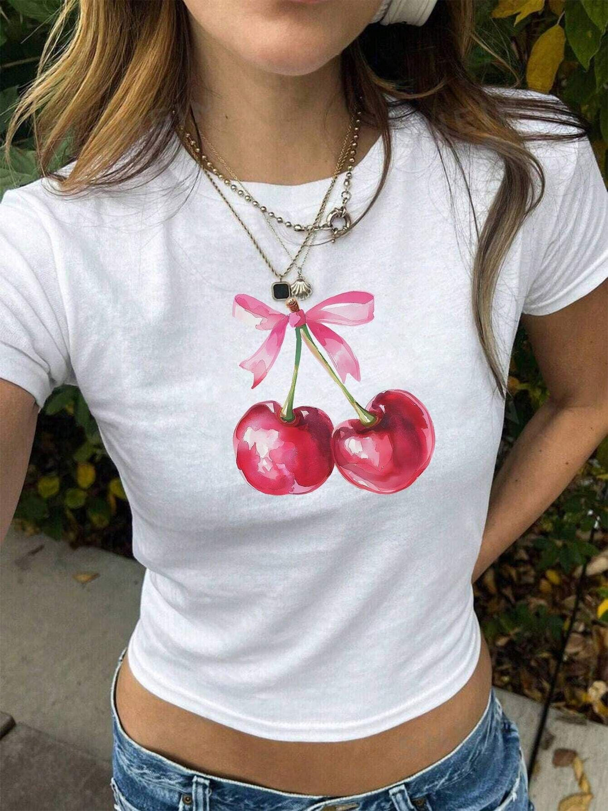 Women's Crop T-Shirt with Cocktail Design