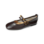 Women's Ballet Flats with Double Straps and Elegant Buckle Detail