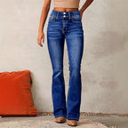Women's High-Waisted Flared Jeans with Flexible Fit