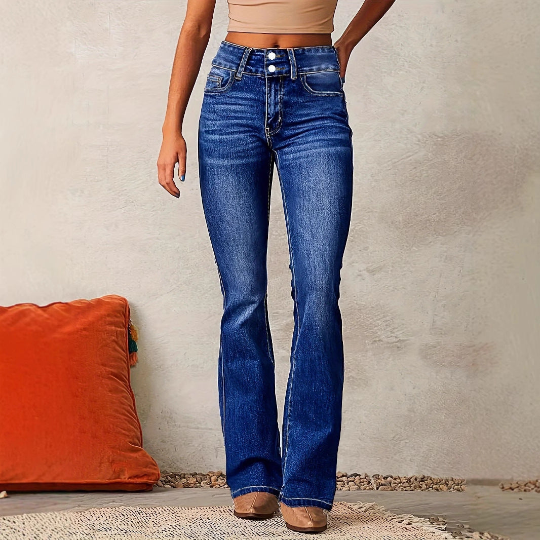 Women's High-Waisted Flared Jeans with Flexible Fit