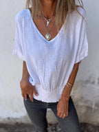 Women's Casual Blouse with Elastic Ruffled Hem