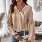 Women's Blouse with Fine Pleats and Lace