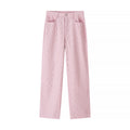 Women's Elegant High-Waisted Pants with Diamond Pattern
