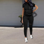 Women's Jogging Suit with Stylish Zipper Details and Sporty Fit