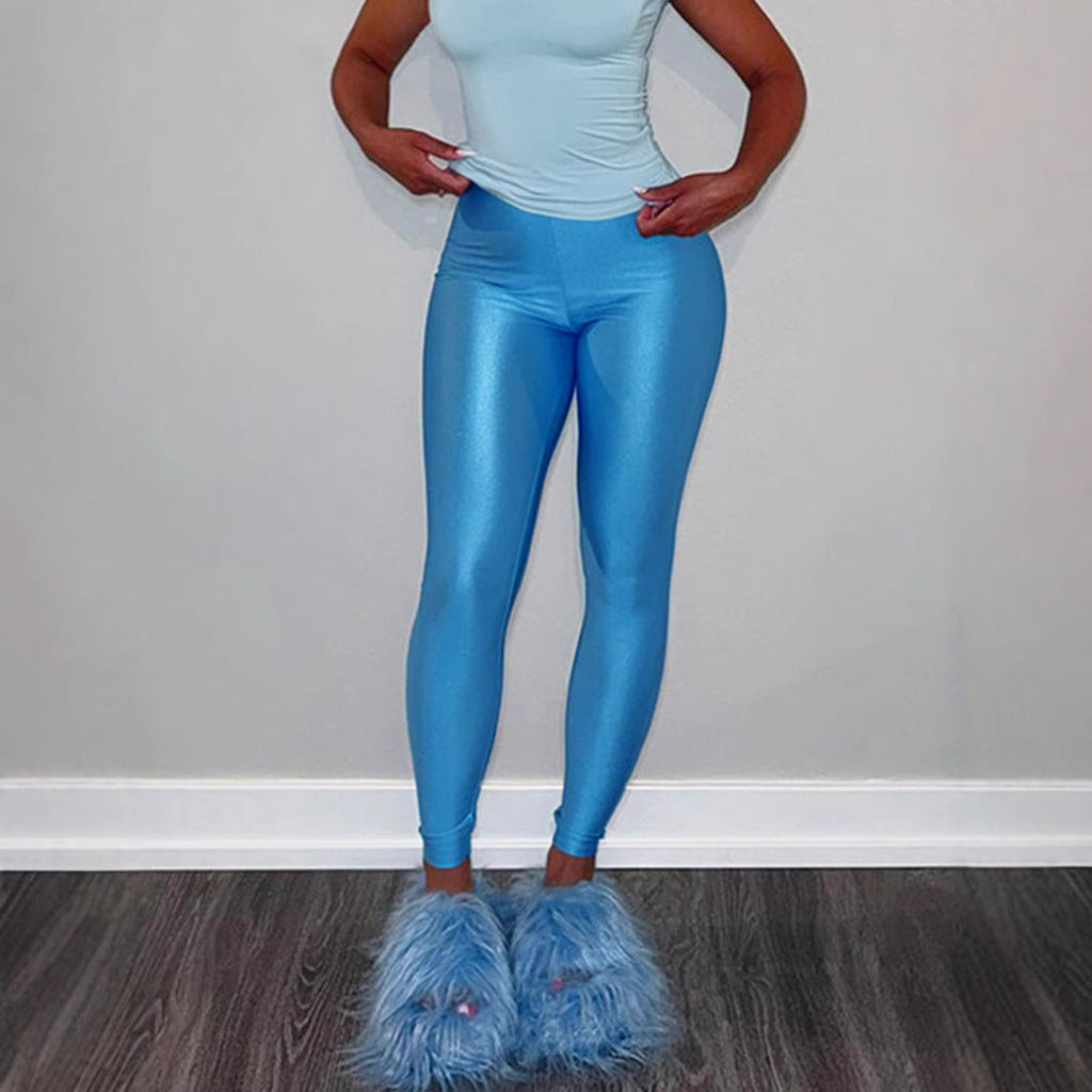 Women's High-Gloss High-Waisted Fitness Leggings