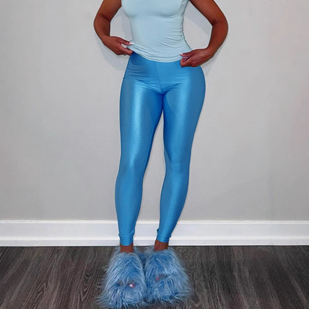 Women's High-Gloss High-Waisted Fitness Leggings