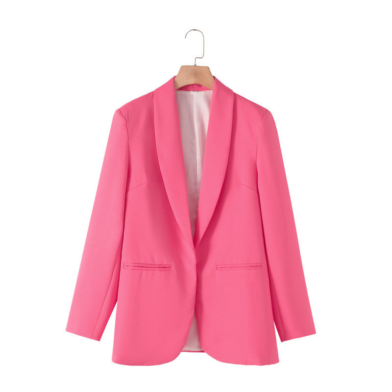 Elegant Women's Blazer with Unique Cut and Pockets