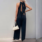 Elegant Jumpsuit with High Collar and Wide Leg
