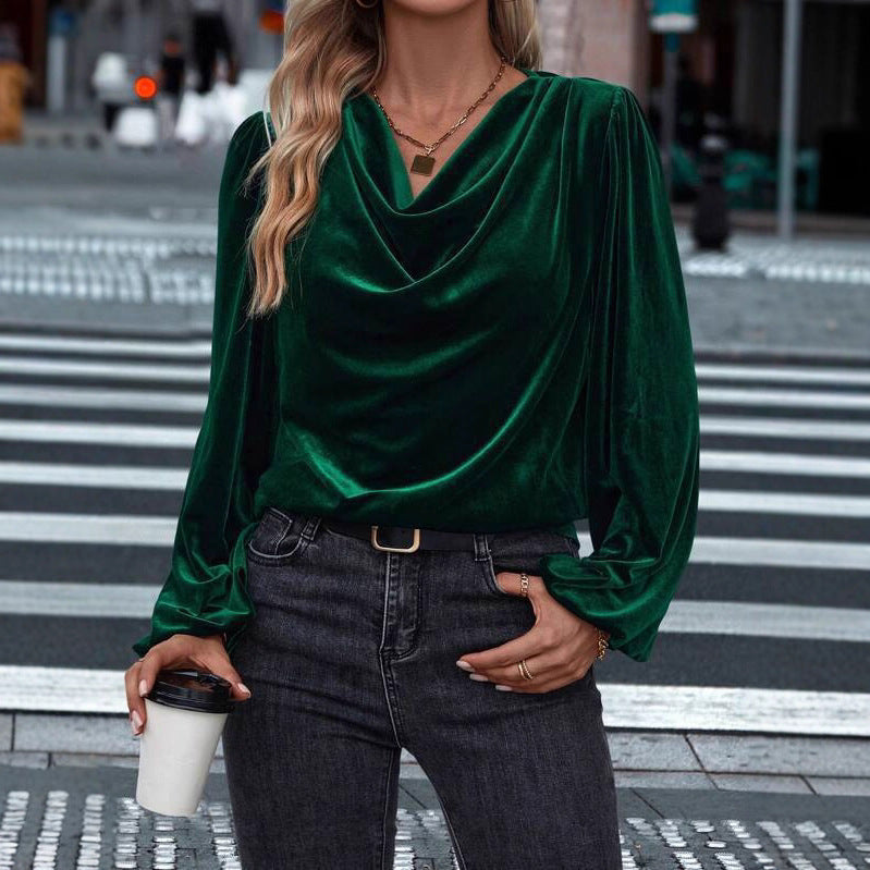 Women's Elegant Viscose Blouse with Cowl Neck