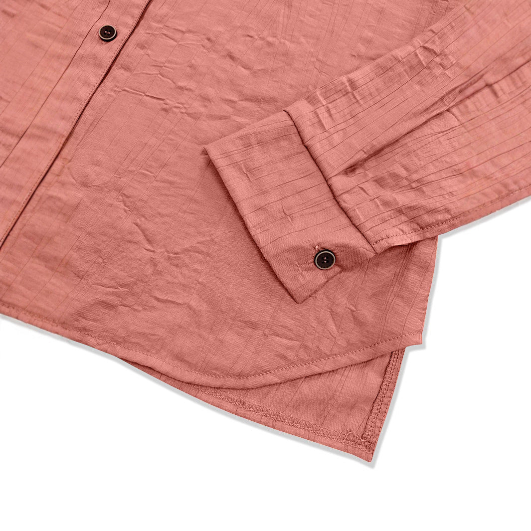 Women's Casual Textured Blouse with Button Detail