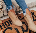 Women's Ankle Boots with Fashionable Cut and Textured Finish