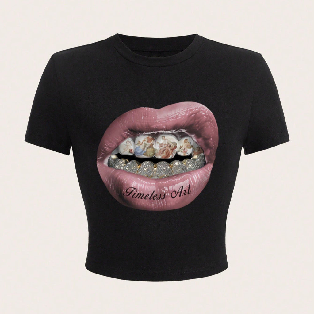 Women's Crop T-Shirt with Graphic Design