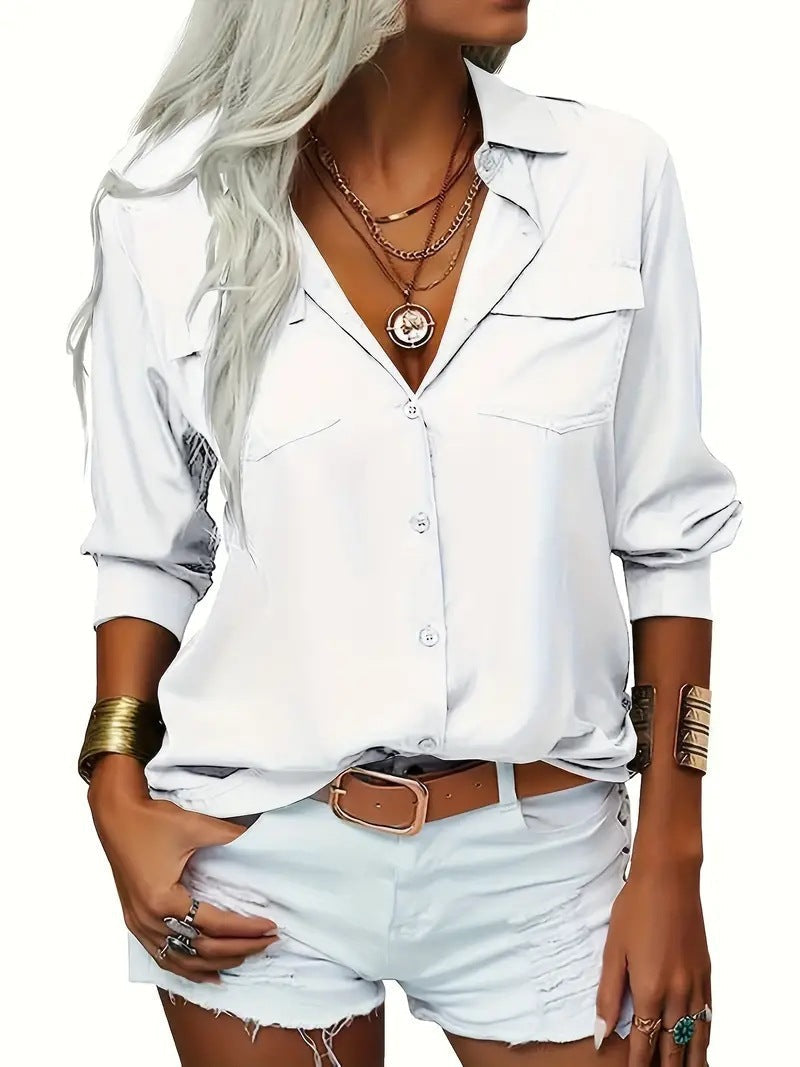 Casual Women's Blouse with Pockets