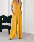 Women's Airy Jumpsuit with Pockets and Spaghetti Straps
