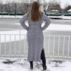 Women's Chunky Knit Coat with Distinctive Cable Knit Design and Open Front