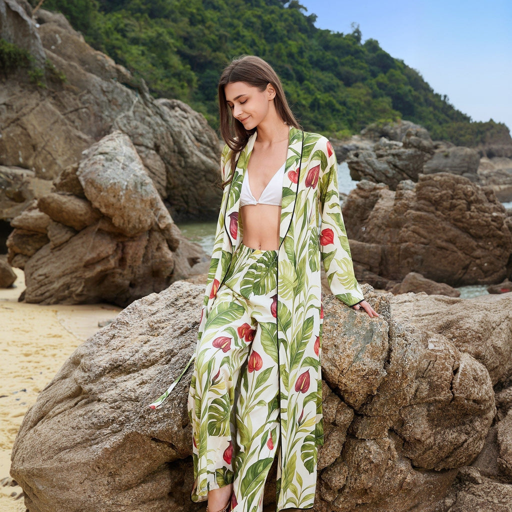 Women's Airy Kimono with Floral Patterns