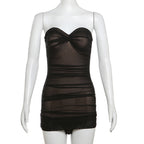Women's Bandeau Swimsuit with Ruching and Shaping Design