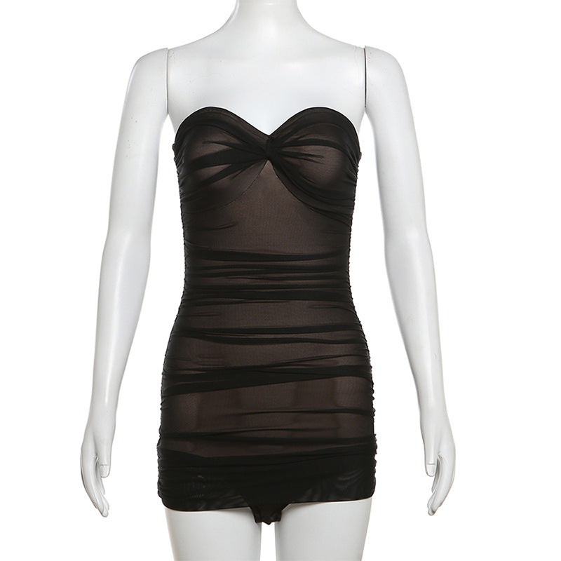 Women's Bandeau Swimsuit with Ruching and Shaping Design