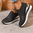 Women's Breathable Slip-On Sneakers with Comfort and Decorative Perforation
