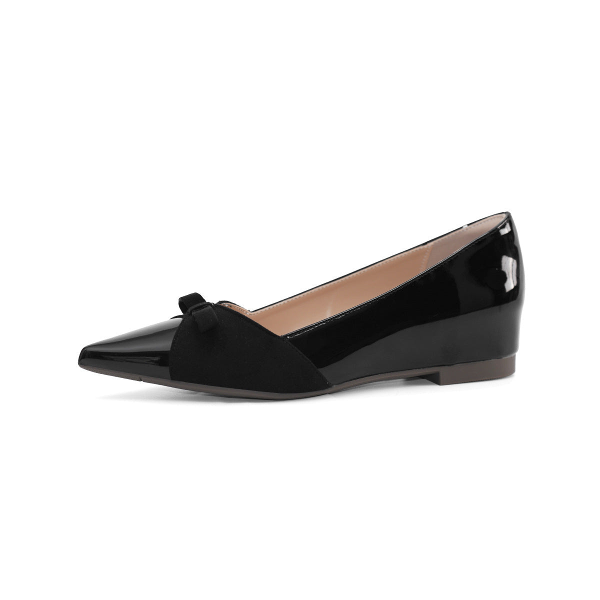 Women's Ballet Flats with Elastic Strap and Bow Accent