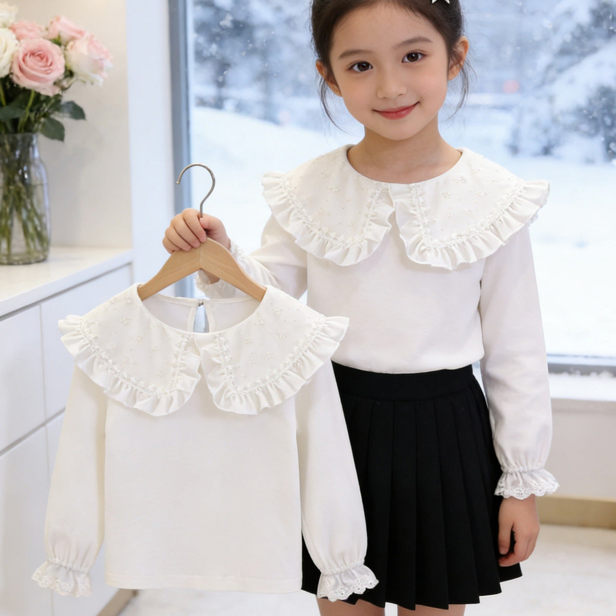 Women's Blouse with Large Ruffle Collar