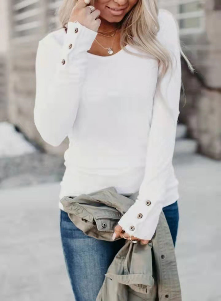 Women's Long Sleeve Shirt with Elegant Button Details