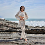 Women's Crochet Set with Crop Top and Maxi Skirt