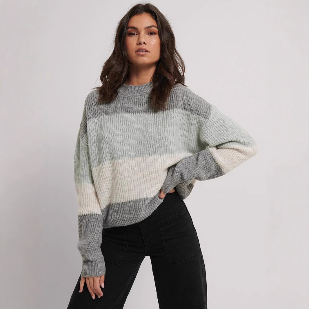 Women's Cozy Knit Pullover with Modern Pattern