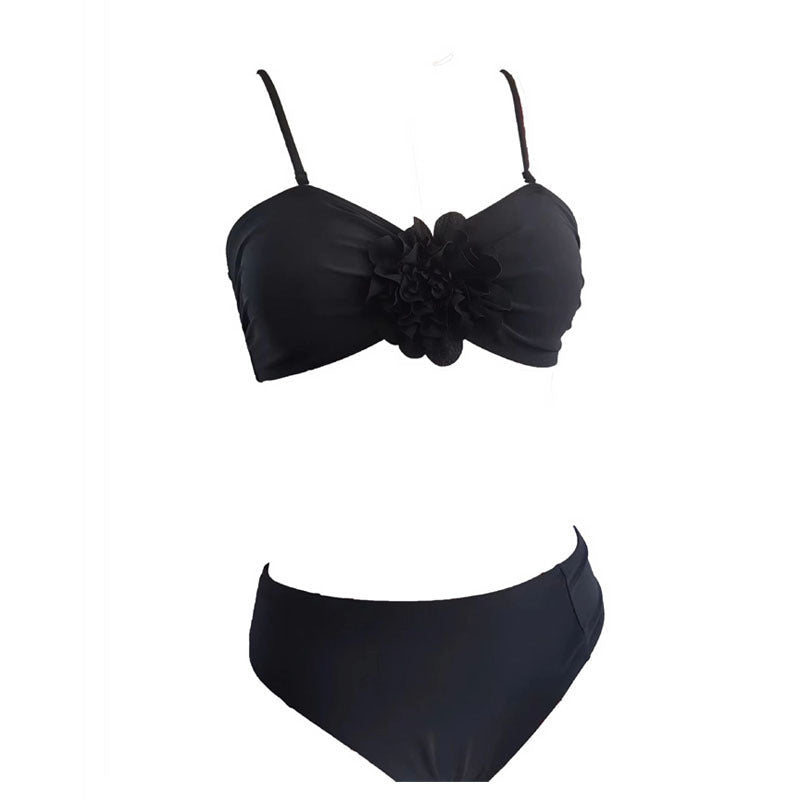Women's Bandeau Bikini with Flower-Shaped Details