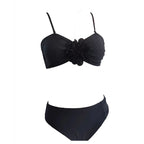 Women's Bandeau Bikini with Flower-Shaped Details